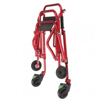 Andador posterior klip con asiento rojo plegado