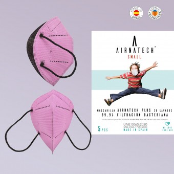 Mascarillas Reutilizables rosa para niños de 8-14 años. Fabricadas en España