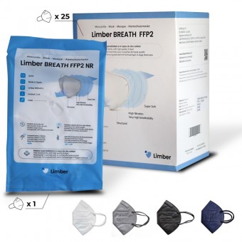 PACK 100 UNID COLORES COMBINADOS MASCARILLA FFP2 LIMBER FABRICADA EN ESPAÑA