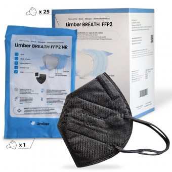 PACK 100 UNID.MASCARILLA FFP2 LIMBER FABRICADA EN ESPAÑA - NEGRAS